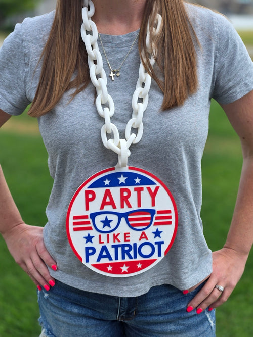 Oversized 4th of July Party Necklace, Party Like a Patriot